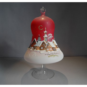 Weihnachtsglocke auf einer Kerze 15 cm, rot www.sklenenevyrobky.cz