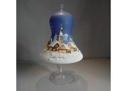 Weihnachtsglocke auf einer Kerze 15 cm, blau www.sklenenevyrobky.cz