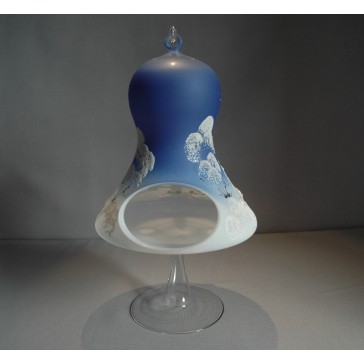 Christmas bell on a candle 15cm, blue www.sklenenevyrobky.cz