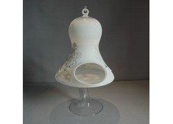 Christmas bell on candle 15cm, white www.sklenenevyrobky.cz
