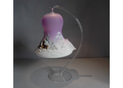 Christmas bell on a candle 15cm, purple www.sklenenevyrobky.cz