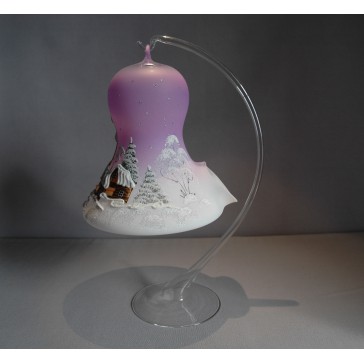 Christmas bell on a candle 15cm, purple www.sklenenevyrobky.cz