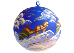 Vianočné gule, 20cm, modrá, s vianočným dekorom www.sklenenevyrobky.cz
