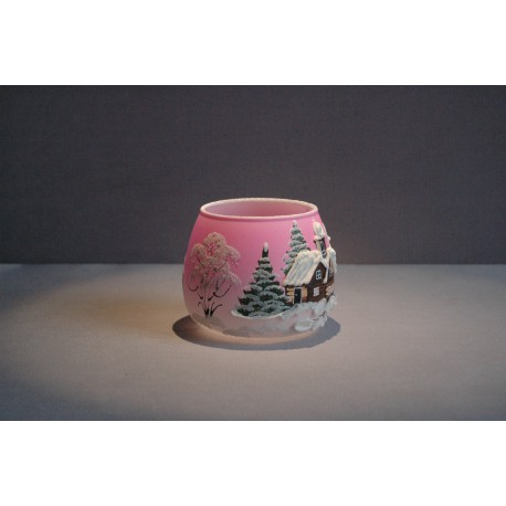 Christmas candle glass, in pink www.sklenenevyrobky.cz