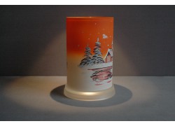 Weihnachtsleuchter auf Glas mit Sockel, in orangefarbener Dekor www.sklenenevyrobky.cz