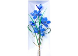 Glass flower blue  www.sklenenevyrobky.cz