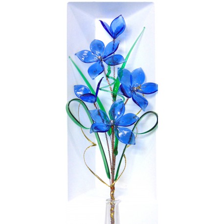 Glass flower blue  www.sklenenevyrobky.cz