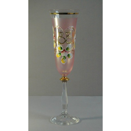 Jubilee glass Angela flute 85years pink www.bohemia-glass-products.com