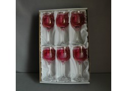 Wine glass, 6 pcs, decor swan, in red  www.sklenenevyrobky.cz