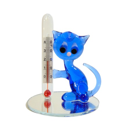 Raumthermometer mit einer Katze www.sklenenevyrobky.cz