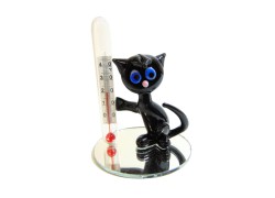 Room thermometer with a black cat  www.sklenenevyrobky.cz