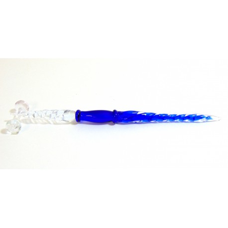 Glass pen 17cm blue  www.sklenenevyrobky.cz