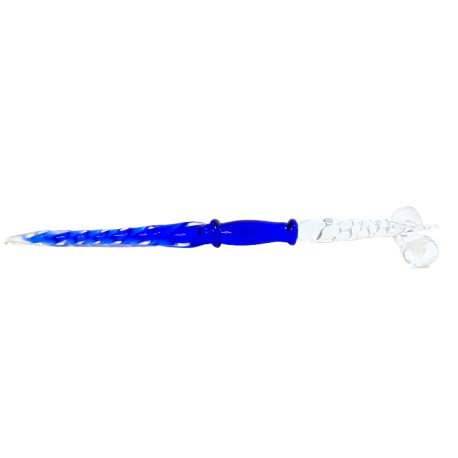 Glass pen 17cm blue  www.sklenenevyrobky.cz