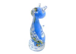 Cat - colourful glass, blue    www.sklenenevyrobky.cz