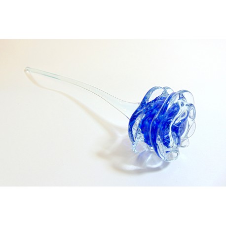 Rose made of glass, in blue, clear color  www.sklenenevyrobky.cz