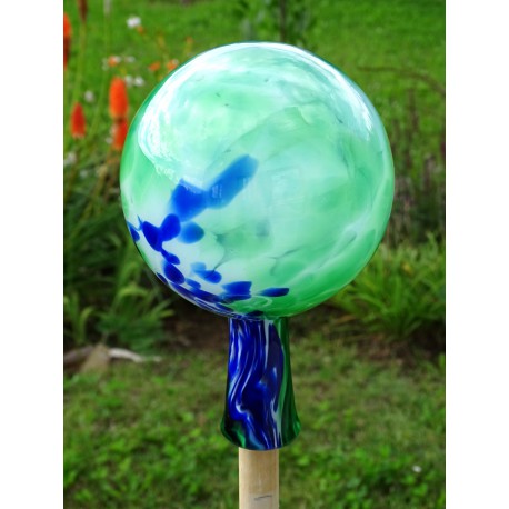 Fence glass ball 15cm green-blue www.sklenenevyrobky.cz