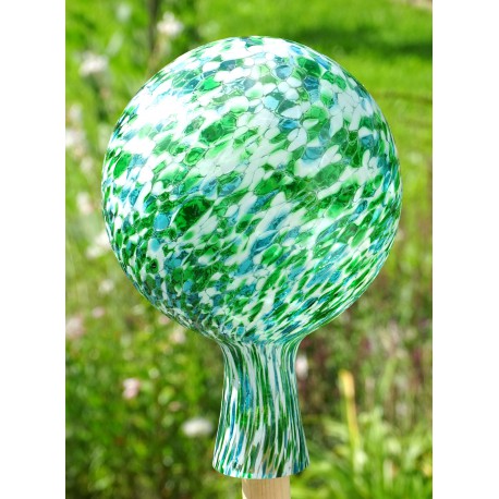 Fence glass ball 15cm green-white www.sklenenevyrobky.cz