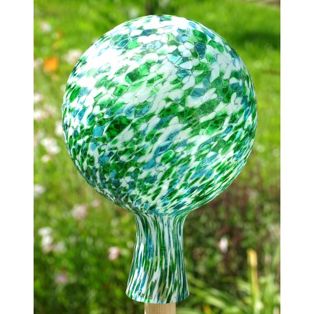 Fence glass ball 15cm green-white www.sklenenevyrobky.cz