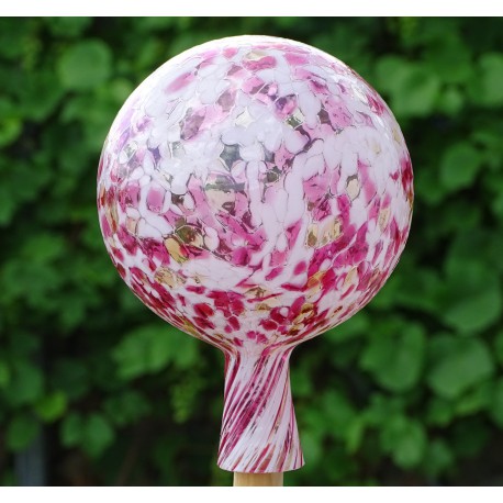 Fence glass ball 15cm pink-white www.sklenenevyrobky.cz