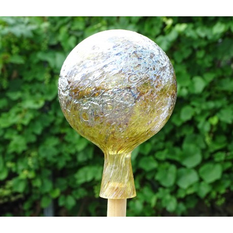 Fence glass ball 15cm yellow with silver www.sklenenevyrobky.cz