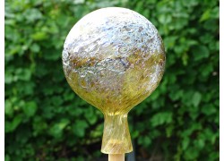 Fence glass ball 15cm yellow with silver www.sklenenevyrobky.cz