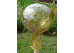 Fence glass ball 12cm yellow with silver www.sklenenevyrobky.cz