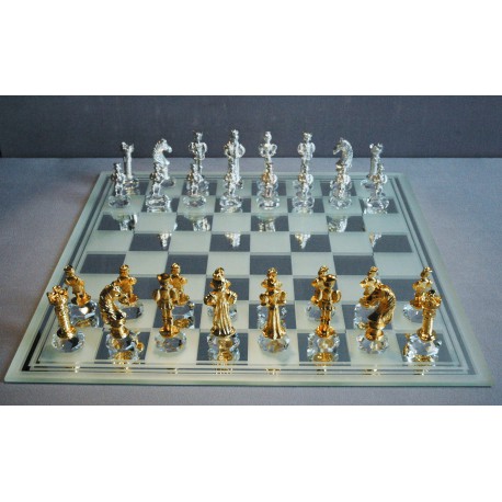 Skleněné šachy 32x32 cm Antik