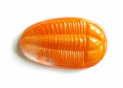 Trilobite, orange glass original paperweight www.sklenenevyrobky.cz