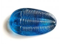 Trilobite, glass original paperweight, blue color www.sklenenevyrobky.cz