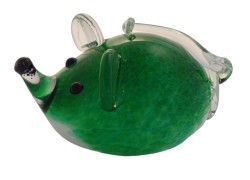 Glass mouse, glass original paperweight, green www.sklenenevyrobky.cz