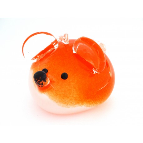 Glass mouse, glass original paperweight, orange www.sklenenevyrobky.cz