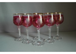 Weinglas, 6 Stück, mit Traubendekoration, in rot  www.sklenenevyrobky.cz