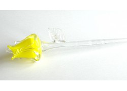Rose with leaf, glass, yellow, 40cm www.sklenenevyrobky.cz
