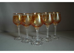 Weinglas, 6 Stück, mit Traubendekoration, in gelb  www.sklenenevyrobky.cz