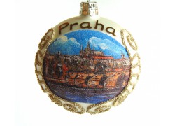 Vánoční koule 8cm motiv Pražský hrad  www.sklenenevyrobky.cz