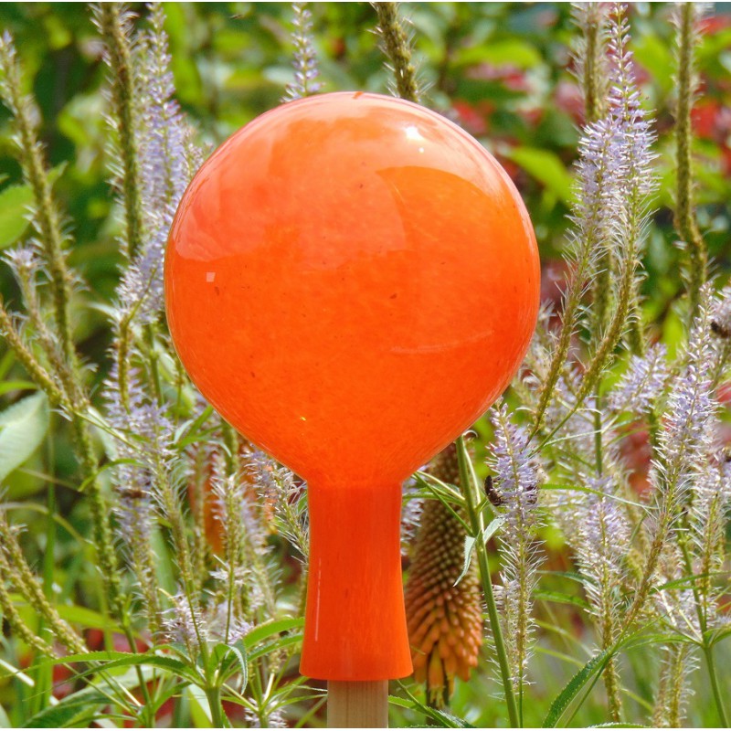 Plotová guľe 15cm zo skla oranžova