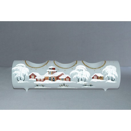 Candlestick, christmas roller made of glass, three candles, white www.sklenenevyrobky.cz