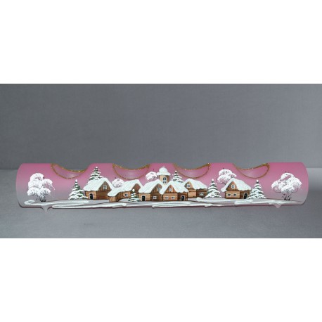 Candlestick, christmas roller made of glass, on four candles, pink decor www.sklenenevyrobky.cz