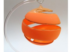 Christmas ball, glass spiral 12cm orange www.bohemia-glass-products.com