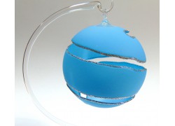 Vánoční koule, spirála ze skla 12cm světle modrá www.sklenenevyrobky.cz