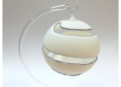 Christmas ball, glass spiral 12cm white/silver www.bohemia-glass-products.com