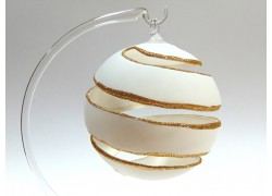 Christmas ball, glass spiral 12cm white/gold www.bohemia-glass-products.com