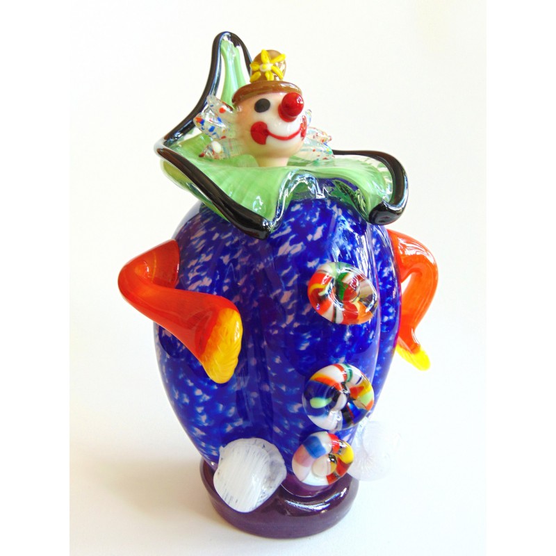 Glass clown, glass original figure blue www.bohemia-glass-products.com