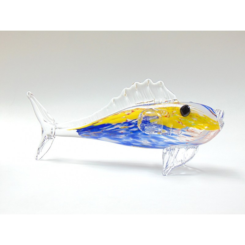Sea fish - colored glass blue-yellow www.bohemia-glass-products.com