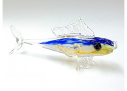Morská rybka - farebné sklo modro-žltá www.sklenenevyrobky.cz