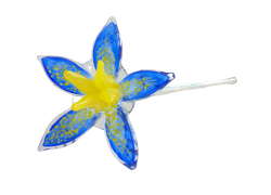 Glass lily, in full bloom, blue-yellow www.bohemia-glass-products.com
