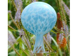 Plotová koule z hutního skla 12cm modrobílá