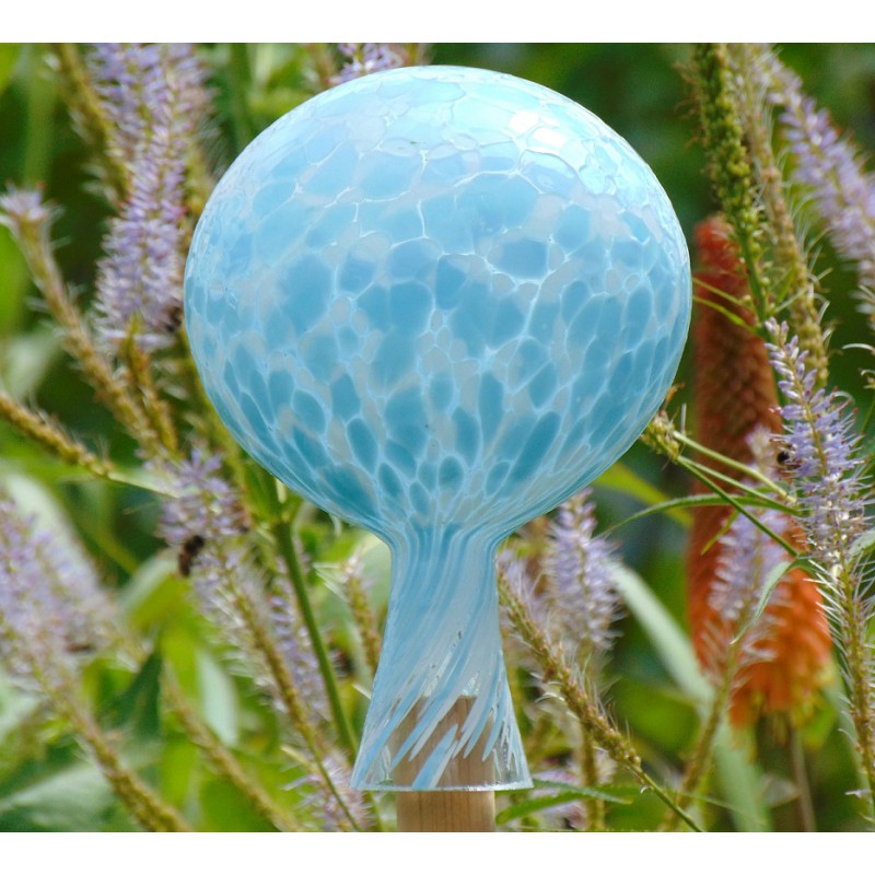 Plotová koule z hutního skla 12cm modrobílá