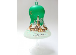 Bell candle 15cm with a stand, in green www.bohemia-glass-products.com