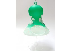 Bell candle 15cm with a stand, in green www.bohemia-glass-products.com